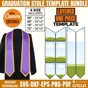 Graduation Stole Template Bundle Canva Editable, Graduation Stole Svg, Stole Sublimation Template, Valedictorian Stole Svg, Custom Stole