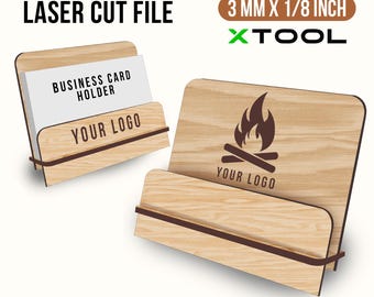 Laser Cut Business Card Holder SVG Template: 3mm, Glowforge Ready (Digital Download)