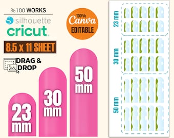 Nail Art Decal Template: Canva, Cricut, Silhouette (Digital Download)