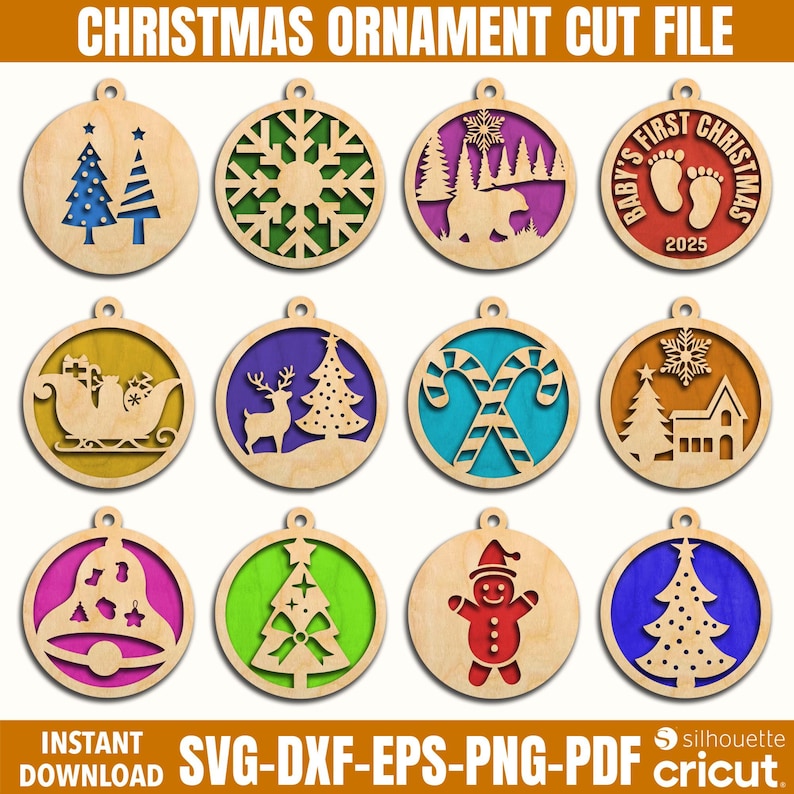 Laser Cut Christmas Ornaments SVG Bundle (digital Download) - Etsy