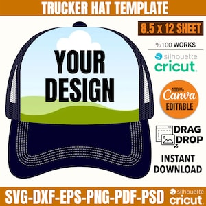 Trucker Hat Template SVG: Editable Canva Design (Digital Download)