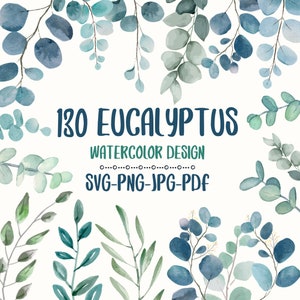 水彩ユーカリのクリップアートバンドル、ユーカリのPNG、ユーカリのSVG、ユーカリのフレーム、ユーカリの葉、ユーカリの植物、ユーカリのフレーム