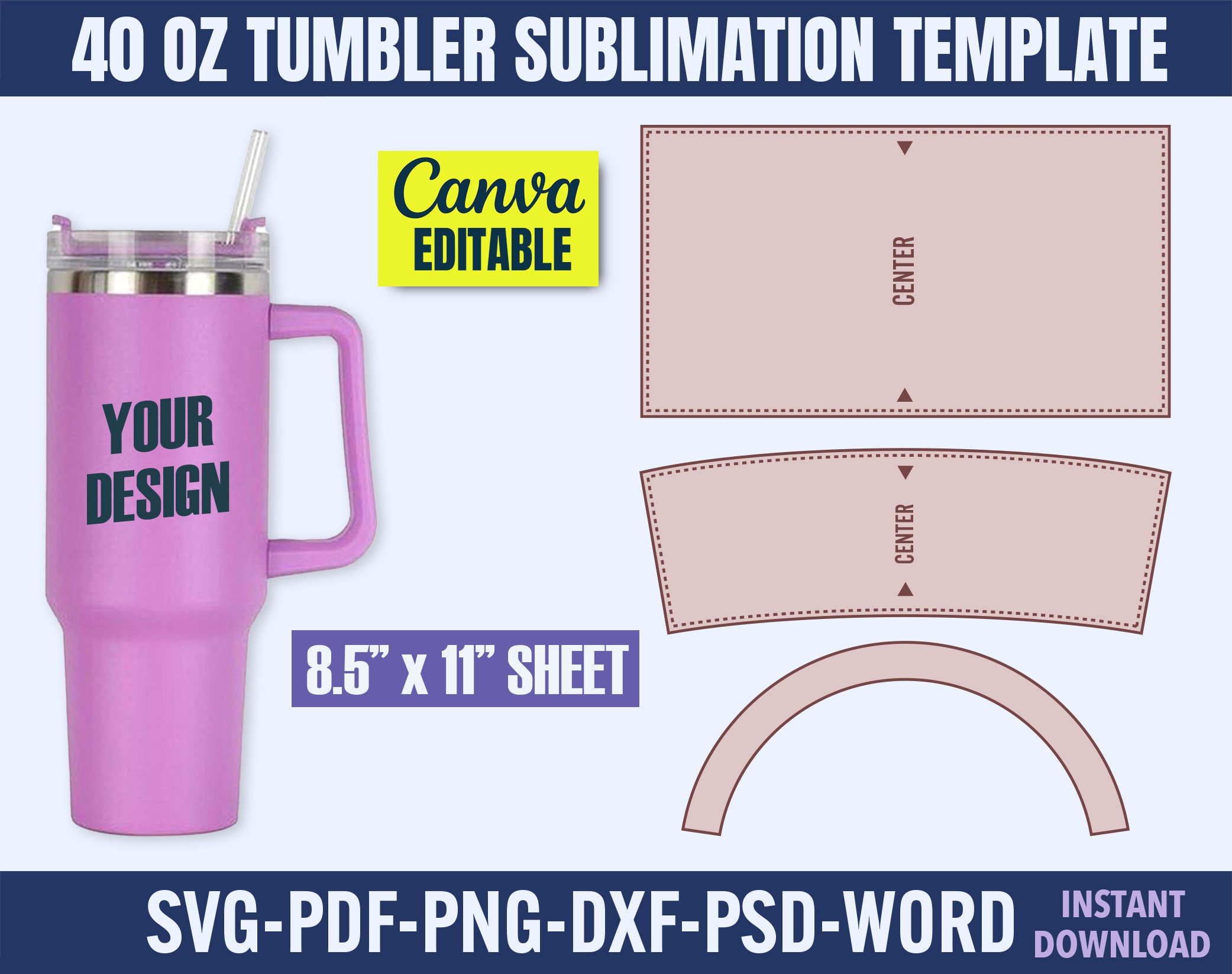 40 OZ Tumbler Sublimation. 40 OZ Tumbler Wrap - So Fontsy