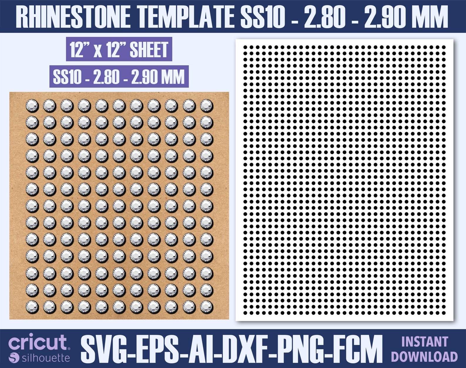 SS10 Rhinestone Template: Cricut Svg File, Laser Cut File - Etsy
