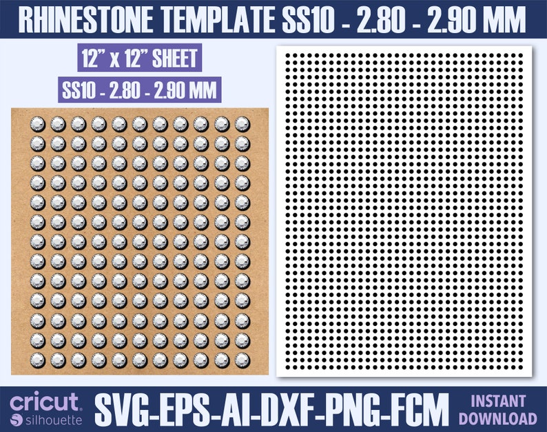 Ss10 Rhinestones Size SS10 Rhinestone Template: Cricut Svg File, Laser Cut File - Etsy