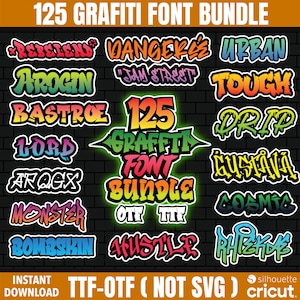 Graffiti Font, Graffiti Font Bundle, Font Bundle, Graffiti Designs, Graffiti Alphabet, Urban Font, Graffiti Letter, Graffiti Cut File