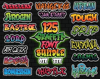 Graffiti Font, Graffiti Font Bundle, Font Bundle, Graffiti Designs, Graffiti Alphabet, Urban Font, Graffiti Letter, Graffiti Cut File