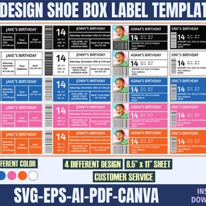 Shoe Box Label Template Svg, Shoe Box Label Svg, Sneaker Box Label Template, Label Template svg, Label svg, Birthday box svg