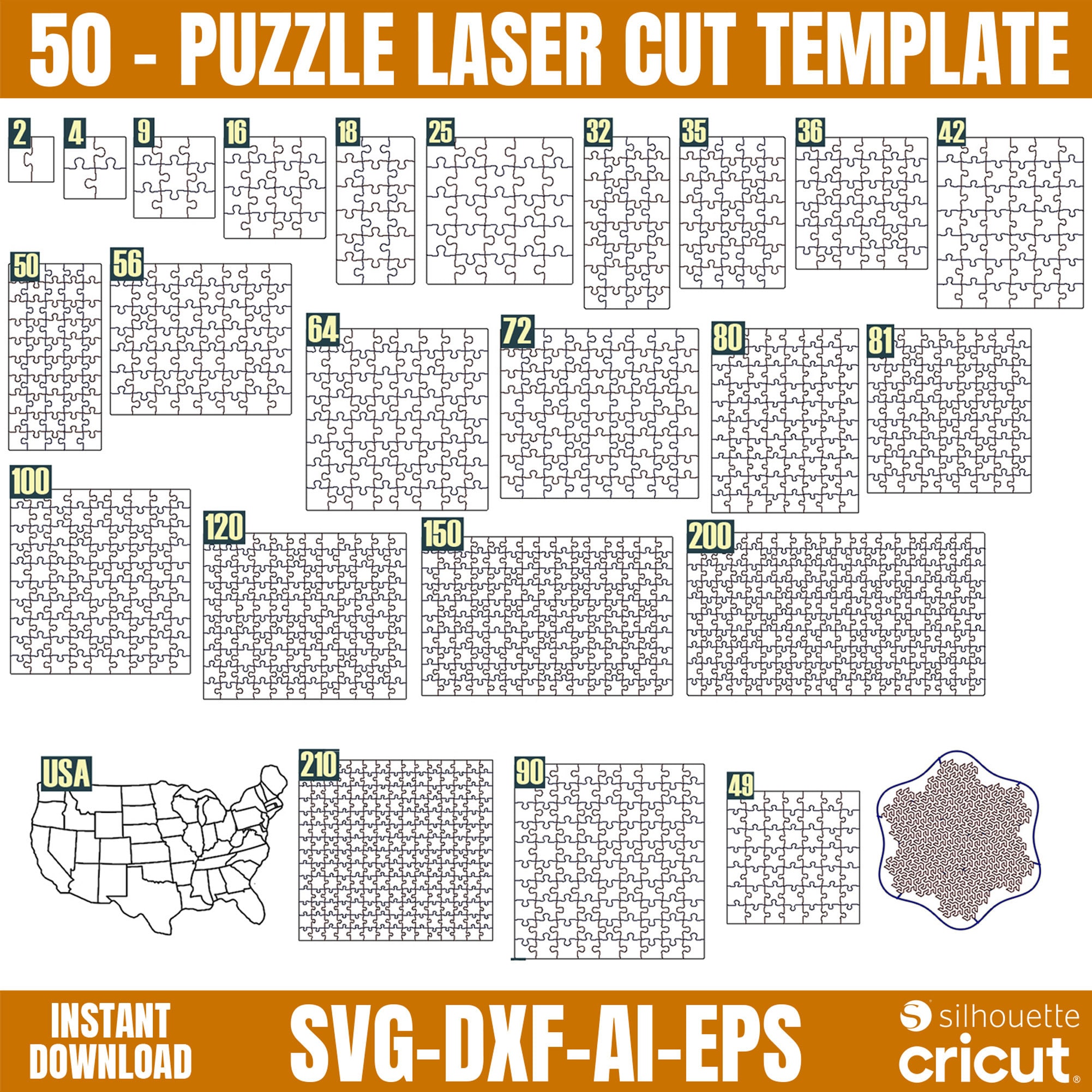Puzzle Cut Pattern Laser Cut Puzzle SVG Template: Jigsaw Design (digital Download) - Etsy