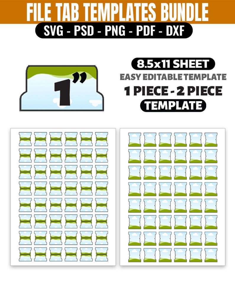 Planner Tab Template SVG, Editable Canva File Folder Labels, Journal Tabs, Binder Divider Tabs, Cricut Silhouette Cut Files image 2