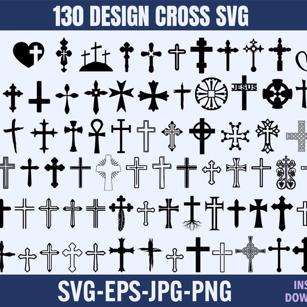 Cross Svg Bundle, Jesus Cross svg, Christian svg, Faith svg, Jesus Svg, Christian Cross svg, religious svg, Catholic svg, Cross silhouette
