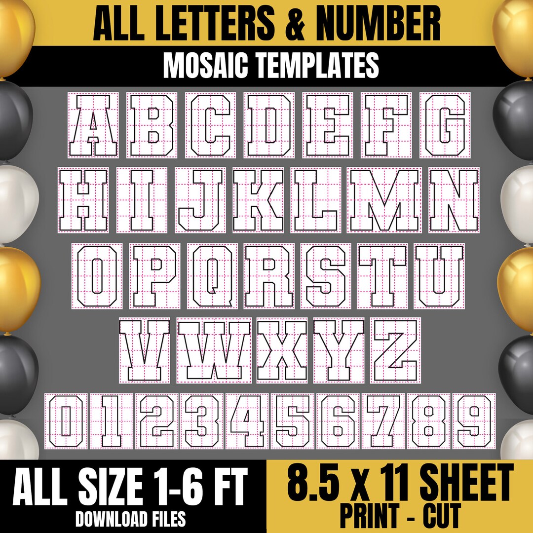 Balloon Mosaic Template: Letters & Numbers, 1-6ft (digital Download) - Etsy