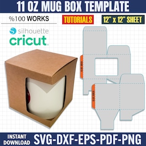 11 Oz Mug Box Svg, Mug Box Template Svg, Box SVg, Box Template Svg, Gift Box Template, Cricut Box File, Silhouette Box Template, Cut File