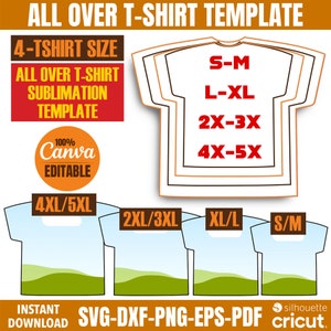 All Over T-Shirt Sublimation Template: Canva Editable (Digital Download)