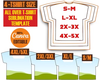 All Over T-shirt Sublimation Template: Canva Editable (digital