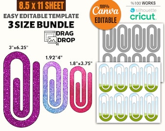 Jumbo Paper Clip Template Bundle, DIY Planner Accessories (Digital Download)