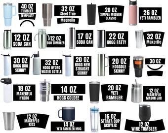 Tumbler Template Bundle: SVG, PNG, PDF (Digital Download)