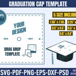 Graduation Cap Template SVG: 5 Size DIY Design (Digital Download)