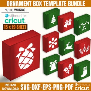 Ornament Box Template, Square Ornament Box Cut File, Ornament Box Svg, Christmas Ornament Gift Box Template, Acrylic Ornament Box printable