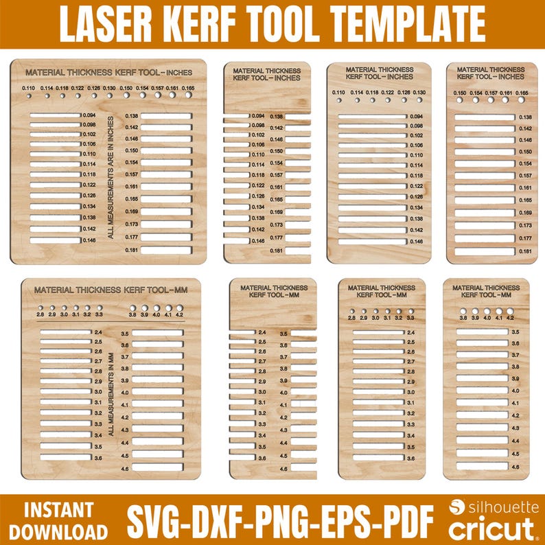 Laser Cut Engraved Template Bundle, Honeycomb Pin Svg, Laser Cut Ramp Test File, Laser Kerf Tool Svg, Center Finder Cut File, xtool File