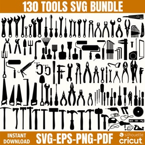 Tools SVG Bundle: 130 Handyman Clipart Designs (Digital Download)