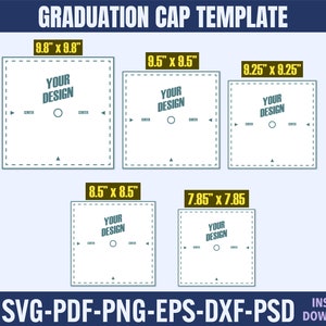 5 SIZE Graduation Cap Template Svg, Graduation Hat Template, Graduation Blank Template, Graduation Gift, Graduate template image 2