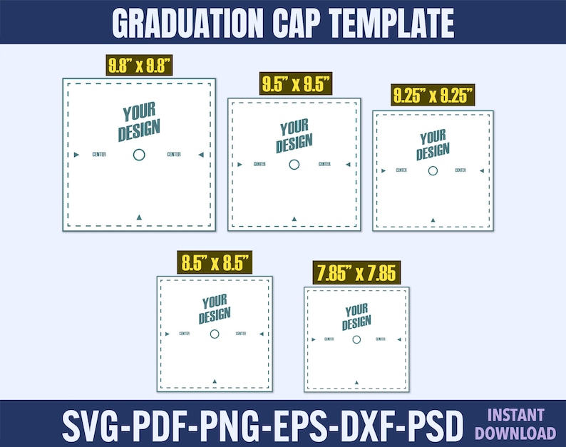 5 SIZE Graduation Cap Template Svg, Graduation Hat Template, Graduation Blank Template, Graduation Gift, Graduate template image 2
