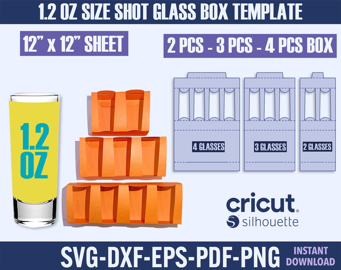 1.2 Oz Shot Glass Box Template Svg Shot Glass Box Template Etsy