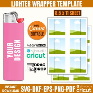 Lighter label Canva Editable Template, Lighter wrapper Template Svg, Sublimation Template, Lighter Photo Wrap, Custom Lighters Template