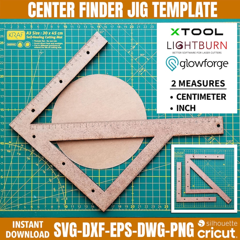 Laser Cut Engraved Template Bundle, Honeycomb Pin Svg, Laser Cut Ramp Test File, Laser Kerf Tool Svg, Center Finder Cut File, xtool File