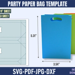 Mini modèle de sac en papier, modèle de sac en papier fête Svg, sac en papier d'anniversaire, sac cadeau, Svg de sac cadeau, boîte svg, boîte cadeau, boîte d'anniversaire