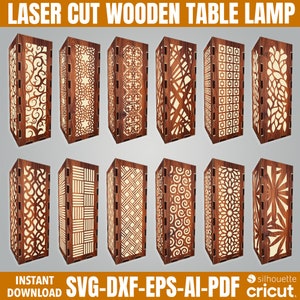 Wood Night Lights Template, Tealight Candle Holder, Tealight Lantern, Laser Engrave Files Lantern, Laser Cut File, Ornament Laser cut file