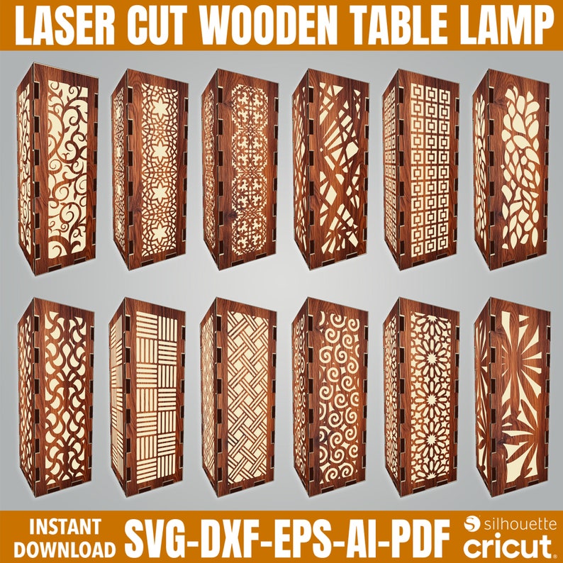 Wood Night Lights Template, Tealight Candle Holder, Tealight Lantern, Laser Engrave Files Lantern, Laser Cut File, Ornament Laser cut file