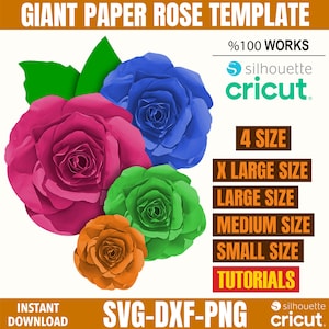 Modello di fiore di carta gigante, modello di rosa di carta, modello di fiore di carta, fiori giganti, fiore SVG, fiore di carta fai da te, fiore di carta SVG