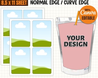 Editable Juice Pouch Label Template: Canva Party Favor (Digital Download)