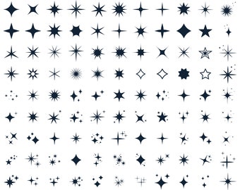 Sparkle Star SVG Bundle: 110 Star Clipart Designs (Digital Download)
