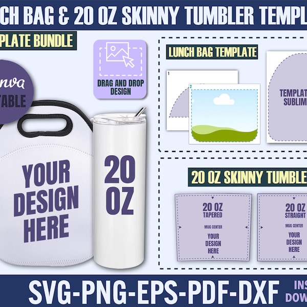 Lunch Bag-20 0z Tumbler Template Sublimation, Lunch Bag Template, Lunch Tote Sublimation Template, Tote Eating Template, Sublimation Bag