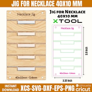 Laser Engrave Necklace Jig Template, 40x10 mm Personalized Necklace Jig, Laser Engrave Necklace Jig xcs, Xtool Xcs file, Bar Necklace Jig