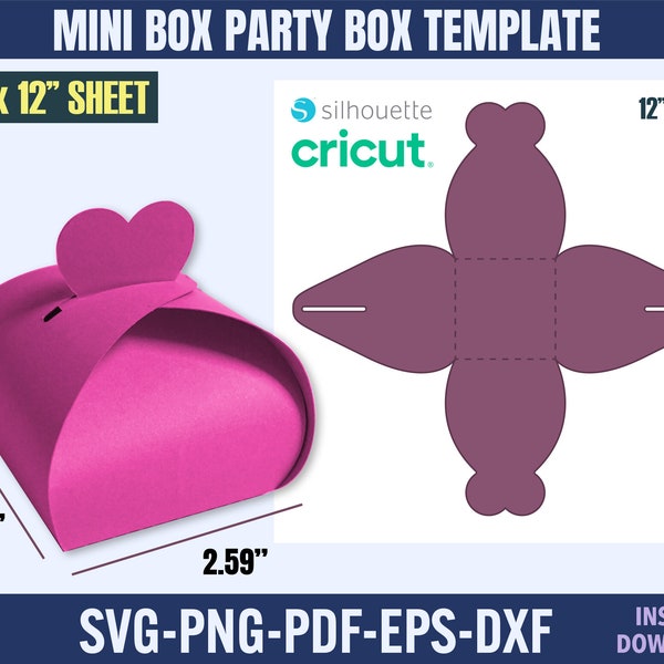 Mini Box Template Svg, Gift Box svg, Box Svg, Box Template Svg, Party Favor box Svg, Box Template Svg, Gable Box Template