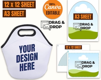 Lunch Bag Sublimation Template: Canva, Cricut, Silhouette (Digital Download)