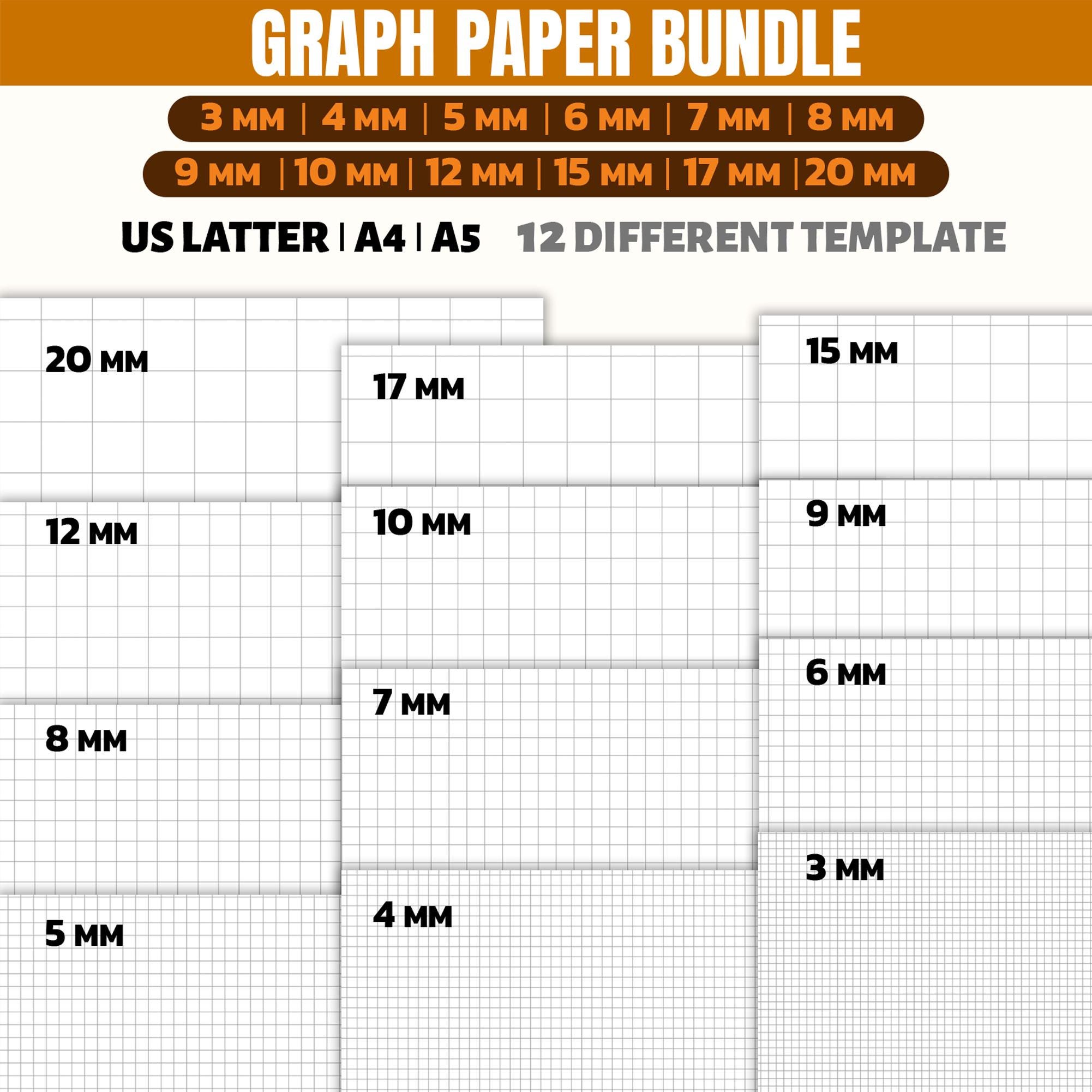 Printable Graph Paper PDF Bundle: 12 Grid Sizes (digital Download ...