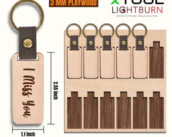 Modello per portachiavi Xtool: file tagliato al laser (download digitale)