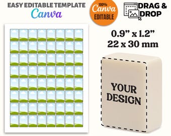 Mahjongtegel canvassjabloon, 0,9 x 1,2 inch, SVG bewerkbaar vel 8,5 x 11 inch, afdrukbare doe-het-zelf mahjongtegels