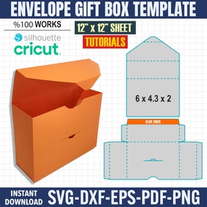 Enveloppe boîte cadeau modèle SVG, modèle de boîte de faveur, boîte Svg, boîte cadeau Svg, fichiers de coupe Cricut, fichiers de coupe Silhouette