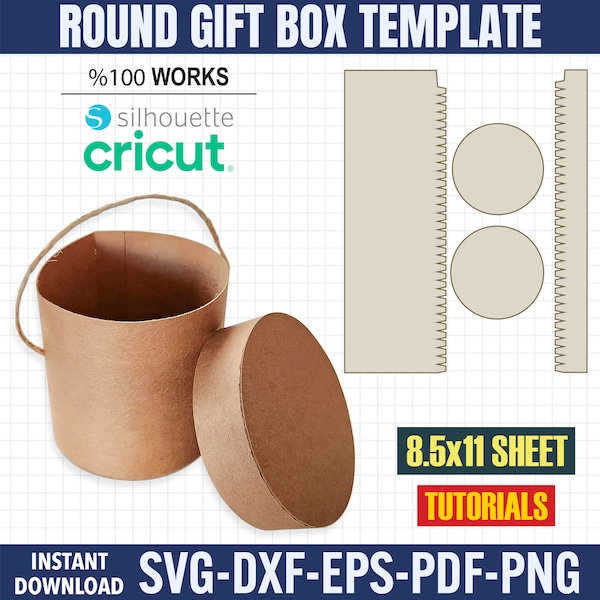 Gift Box Template, Circle Box Template, Box Svg, Gift Box SVg, Part Favors Svg, Birthday Box Template, Cricut Box File, Silhouette Box File