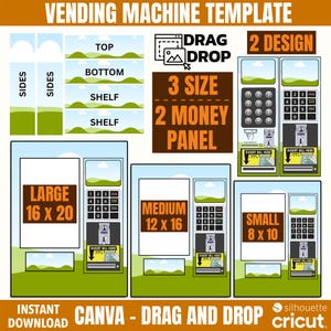 Editable Vending Machine Template Bundle: DIY Graduation Box (CANVA, PDF)