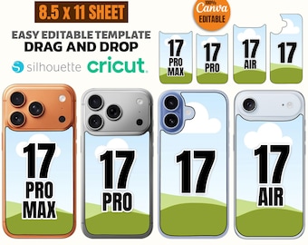 Paquete de plantillas Canva para fundas de iPhone 17: Pro Max, Pro, Air y Standard