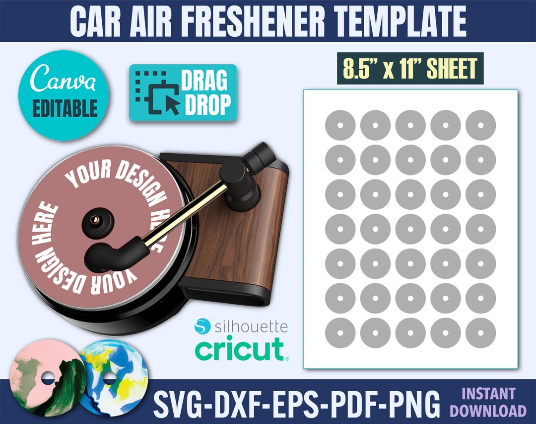 Car Air Freshener Template, Spin Freshener Template, Custom Air