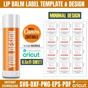 Lip Balm Labels Template, Lip Balm Label,Chapstick Label, Lip Balm Wrap Label, Sublimation Template, Lip Balm Sticker, Canva Lip Gloss Label