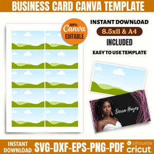 Business Card Template, Editable Canva Business Card Template, Printable Business Card Svg, 3.5&quot; x 2&quot; Card Template, DIY Business Cards